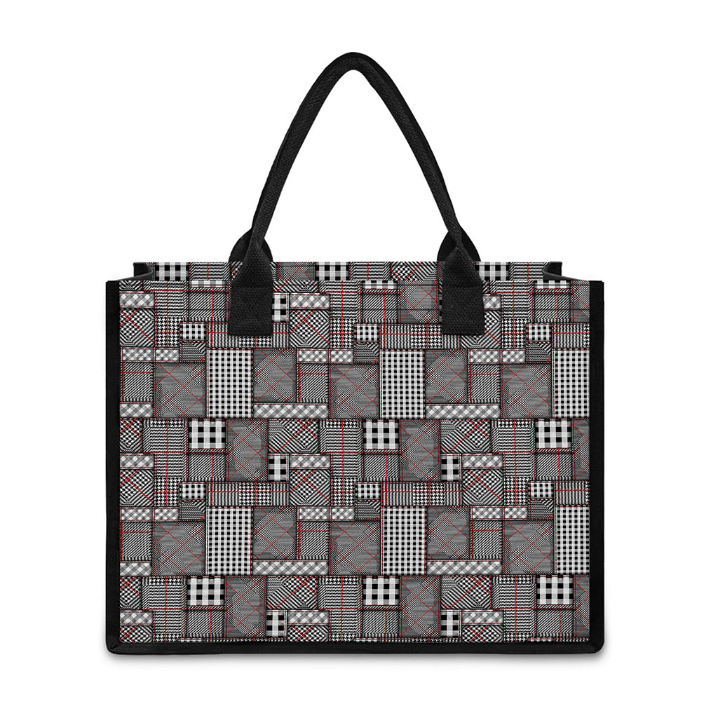 Glen Plaid Patchwork Pattern Print Canvas Tote Bag
