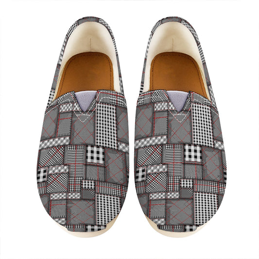 Glen Plaid Patchwork Pattern Print Casual Shoes
