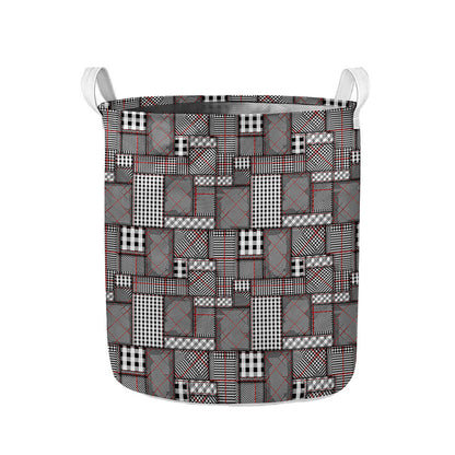 Glen Plaid Patchwork Pattern Print Collapsible Laundry Basket