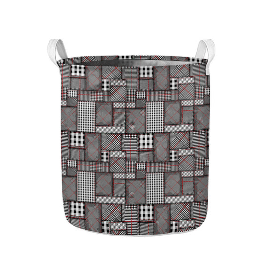 Glen Plaid Patchwork Pattern Print Collapsible Laundry Basket