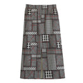 Glen Plaid Patchwork Pattern Print Cotton Front Slit Maxi Skirt