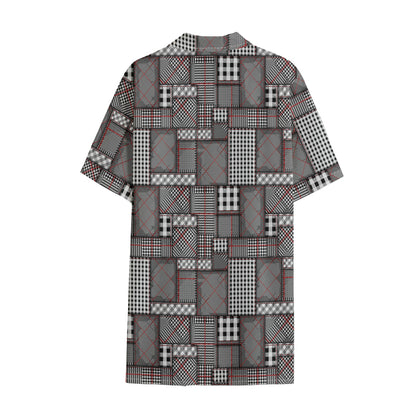 Glen Plaid Patchwork Pattern Print Cotton Hawaiian Shirt