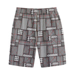 Glen Plaid Patchwork Pattern Print Cotton Shorts