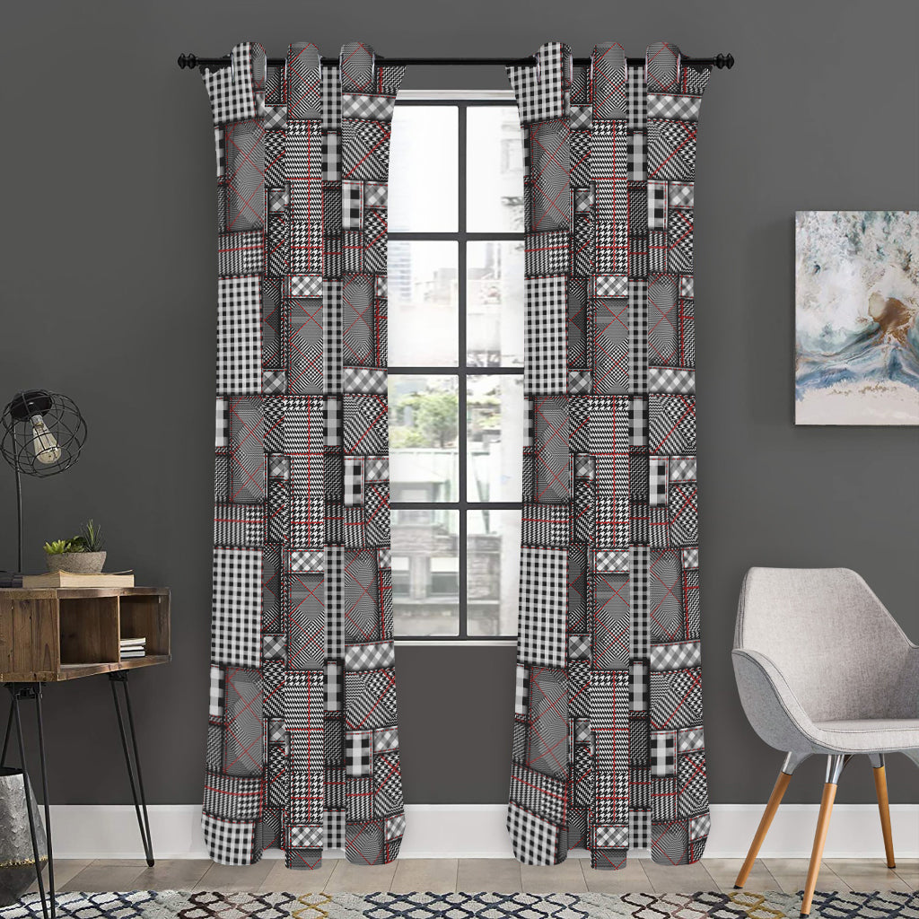 Glen Plaid Patchwork Pattern Print Curtain