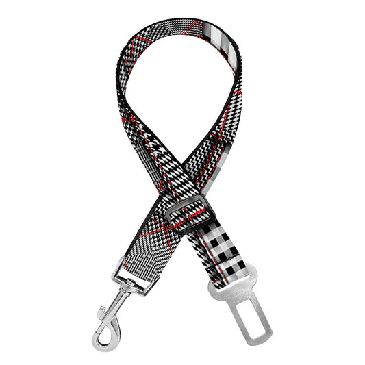 Glen Plaid Patchwork Pattern Print Dog Seat Belt