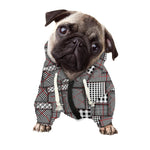 Glen Plaid Patchwork Pattern Print Dog Zip Up Hoodie