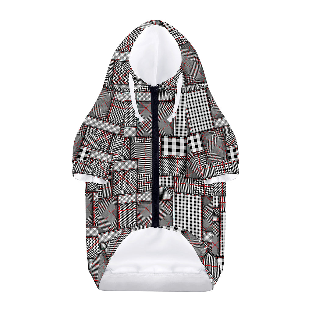 Glen Plaid Patchwork Pattern Print Dog Zip Up Hoodie