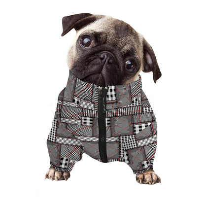 Glen Plaid Patchwork Pattern Print Dog Zip Up Jacket