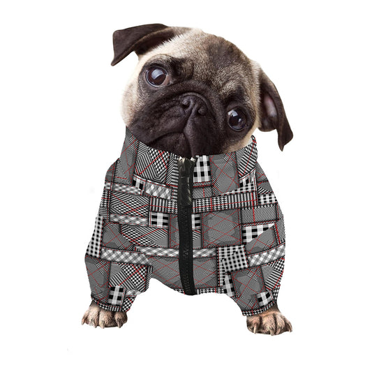 Glen Plaid Patchwork Pattern Print Dog Zip Up Jacket