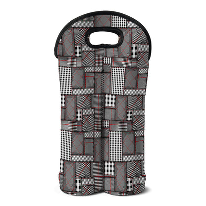 Glen Plaid Patchwork Pattern Print Double Neoprene Wine Tote