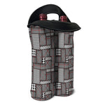 Glen Plaid Patchwork Pattern Print Double Neoprene Wine Tote