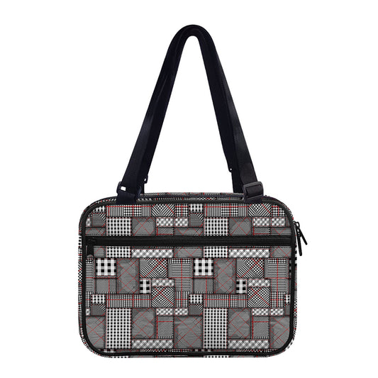 Glen Plaid Patchwork Pattern Print Double Strap Bible Bag