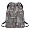 Glen Plaid Patchwork Pattern Print Drawstring Backpack