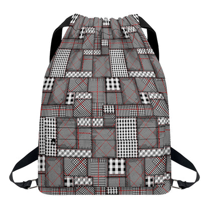 Glen Plaid Patchwork Pattern Print Drawstring Backpack