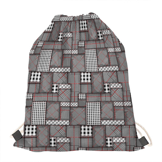 Glen Plaid Patchwork Pattern Print Drawstring Bag