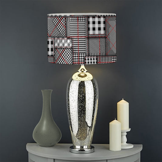 Glen Plaid Patchwork Pattern Print Drum Lamp Shade