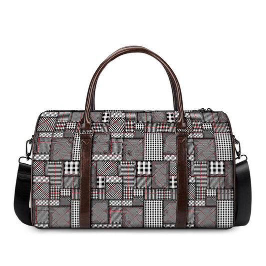 Glen Plaid Patchwork Pattern Print Duffle Bag