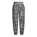 Glen Plaid Patchwork Pattern Print Fleece Lined Knit Pants