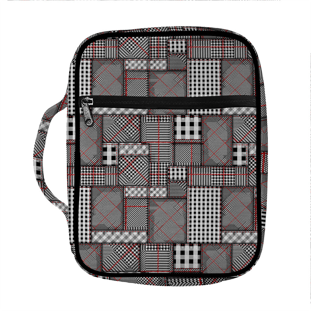 Glen Plaid Patchwork Pattern Print Front Pocket Bible Bag
