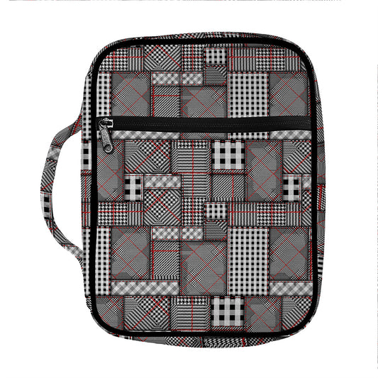 Glen Plaid Patchwork Pattern Print Front Pocket Bible Bag