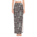 Glen Plaid Patchwork Pattern Print High Slit Maxi Skirt