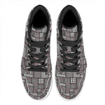 Glen Plaid Patchwork Pattern Print High Top Leather Sneakers