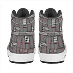 Glen Plaid Patchwork Pattern Print High Top Leather Sneakers