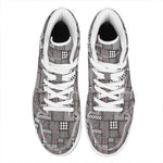 Glen Plaid Patchwork Pattern Print High Top Leather Sneakers