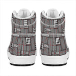 Glen Plaid Patchwork Pattern Print High Top Leather Sneakers