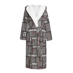Glen Plaid Patchwork Pattern Print Hooded Bathrobe