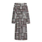 Glen Plaid Patchwork Pattern Print Hooded Bathrobe