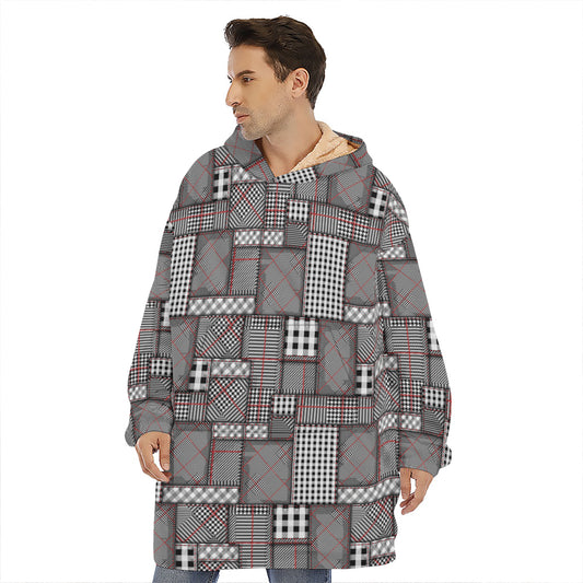 Glen Plaid Patchwork Pattern Print Hoodie Blanket