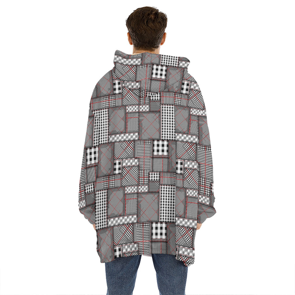 Glen Plaid Patchwork Pattern Print Hoodie Blanket
