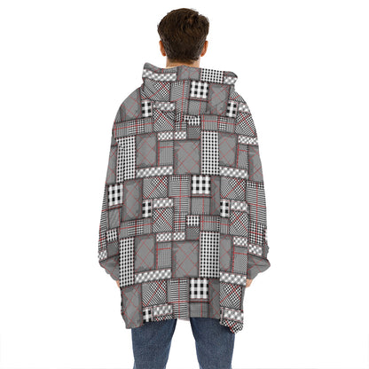 Glen Plaid Patchwork Pattern Print Hoodie Blanket