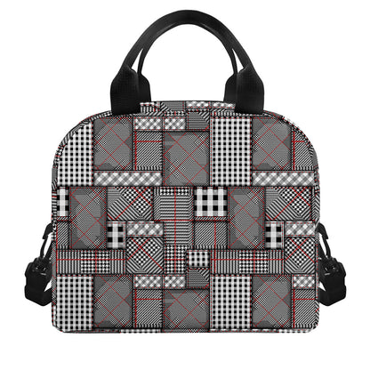 Glen Plaid Patchwork Pattern Print Insulated Lunch Bag