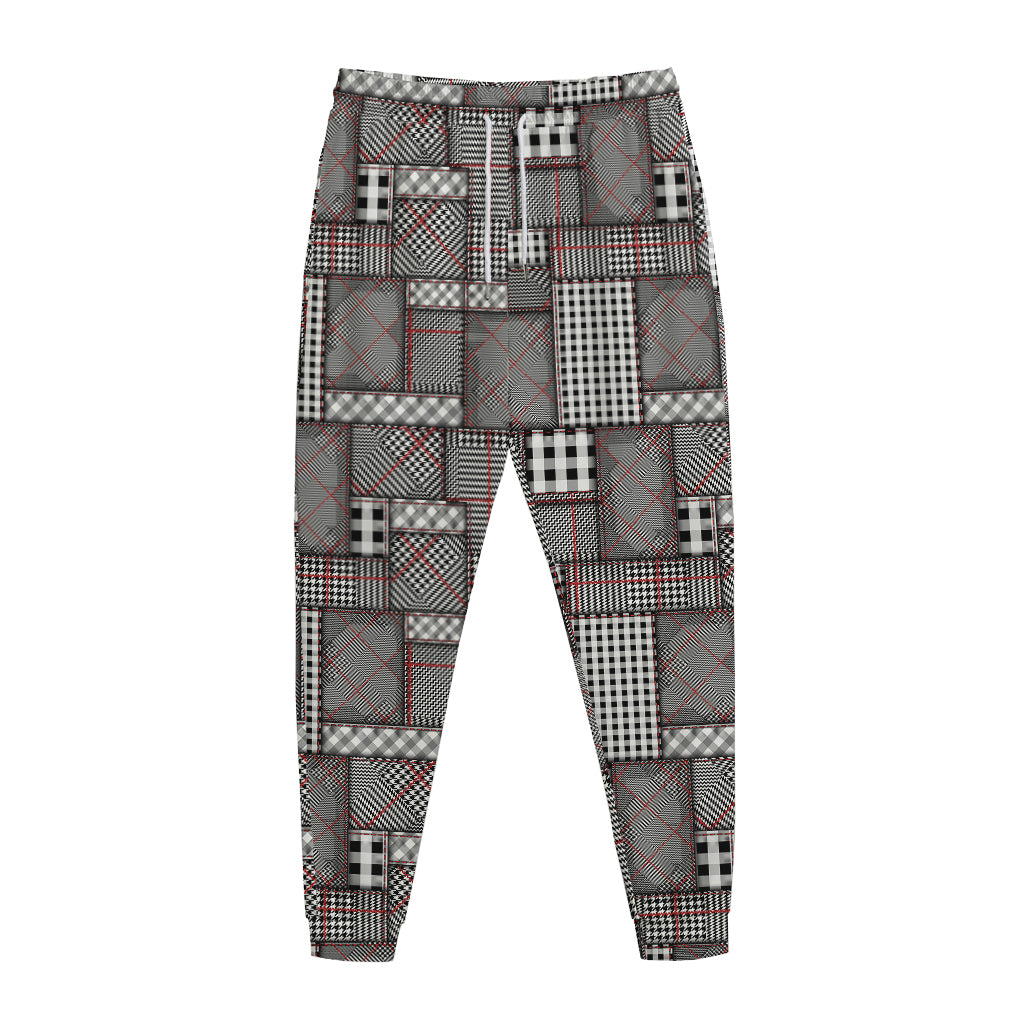 Glen Plaid Patchwork Pattern Print Jogger Pants