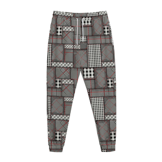 Glen Plaid Patchwork Pattern Print Jogger Pants