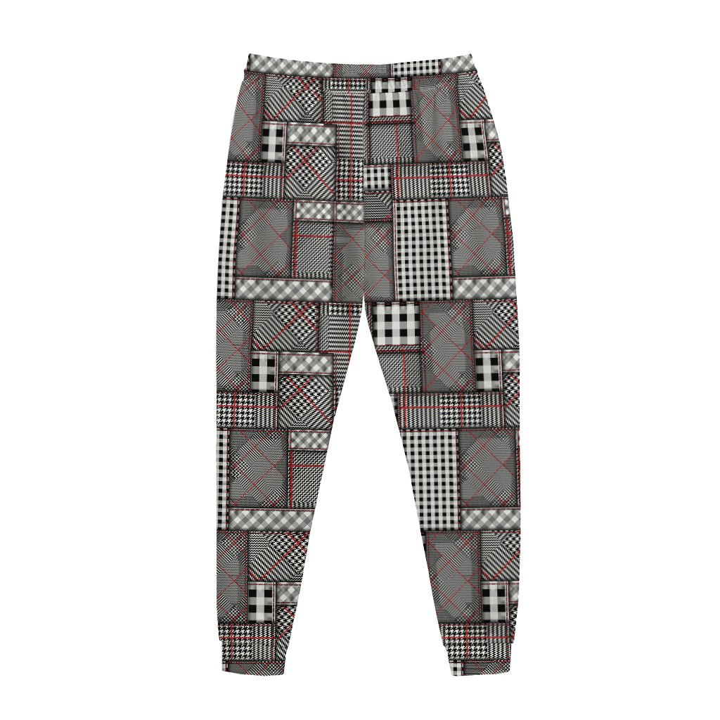 Glen Plaid Patchwork Pattern Print Jogger Pants