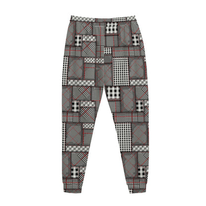 Glen Plaid Patchwork Pattern Print Jogger Pants