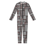 Glen Plaid Patchwork Pattern Print Jumpsuit