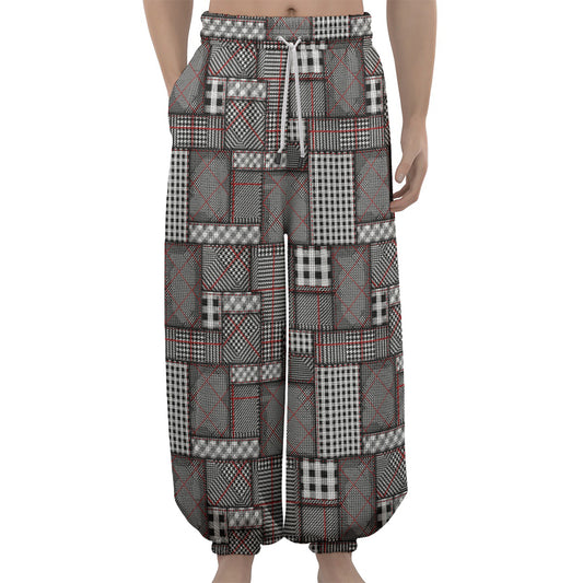 Glen Plaid Patchwork Pattern Print Lantern Pants