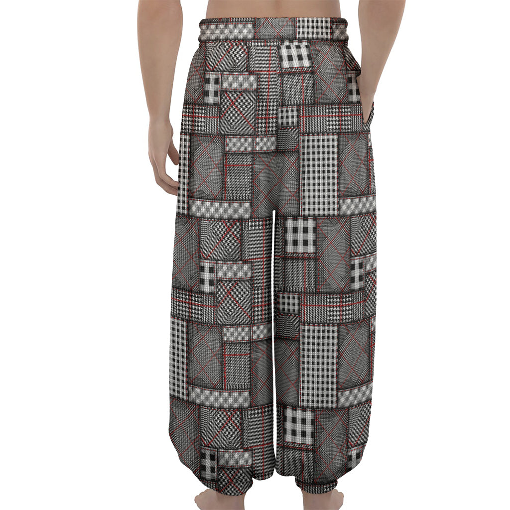 Glen Plaid Patchwork Pattern Print Lantern Pants