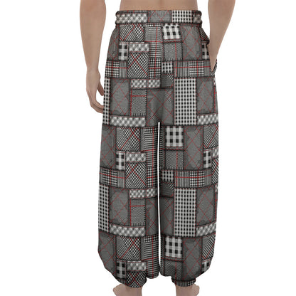 Glen Plaid Patchwork Pattern Print Lantern Pants
