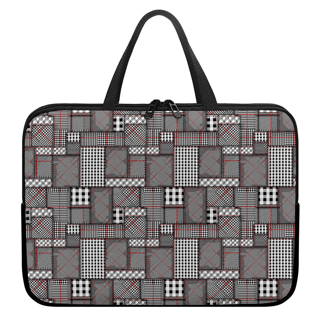 Glen Plaid Patchwork Pattern Print Laptop Sleeve With Handle