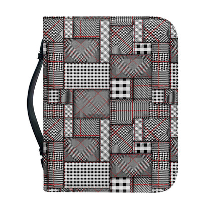 Glen Plaid Patchwork Pattern Print Leather Bible Cover