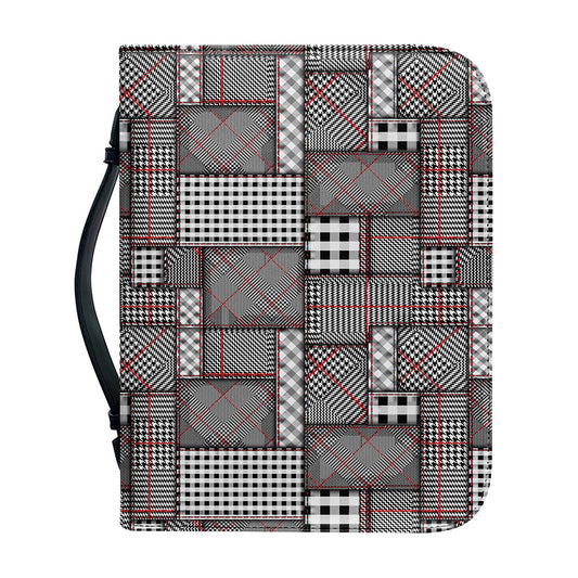 Glen Plaid Patchwork Pattern Print Leather Bible Cover