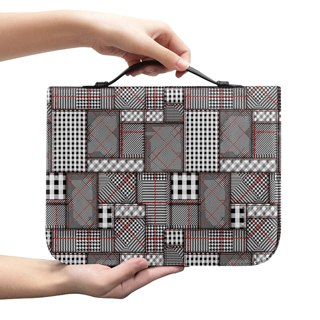 Glen Plaid Patchwork Pattern Print Leather Bible Cover