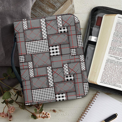 Glen Plaid Patchwork Pattern Print Leather Bible Cover