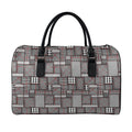 Glen Plaid Patchwork Pattern Print Leather Duffel Bag
