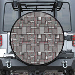 Glen Plaid Patchwork Pattern Print Leather Spare Tire Cover